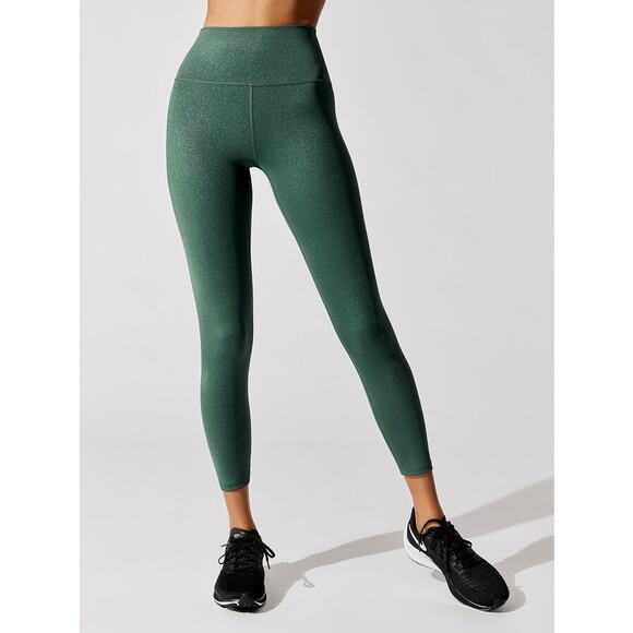 Carbon38 Shine Powder 7/8 Leggings Evergreen Size XS High Waisted Shimmer Gym - Picture 2 of 16